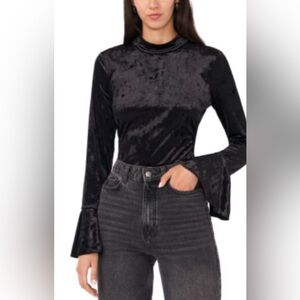 Parker Black Velvet Flared Sleeve Blouse